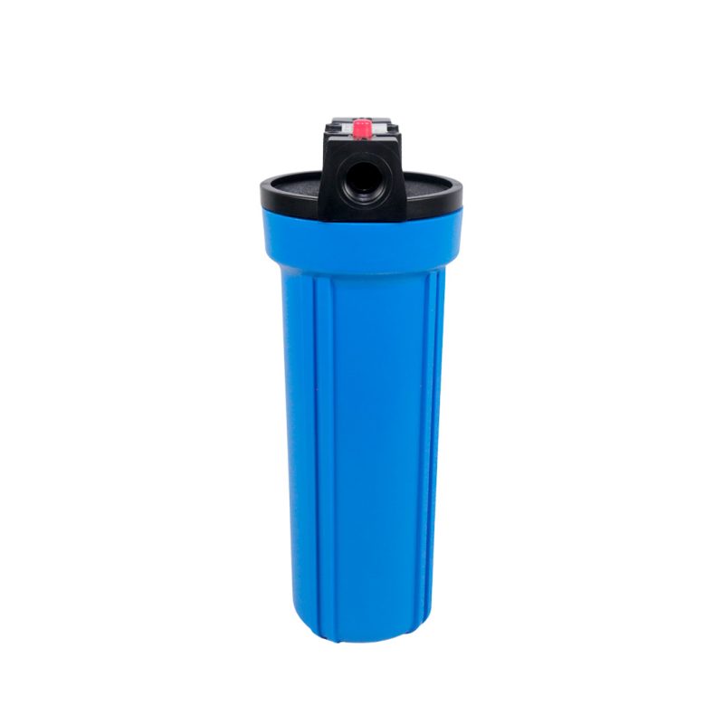 PORTAFILTRO 2.5" X 10", POLIPROPILENO, CONEXION 1/2" NPT, AZUL, CON PURGA, MAXIMA PRESION 125 PSI, FH4