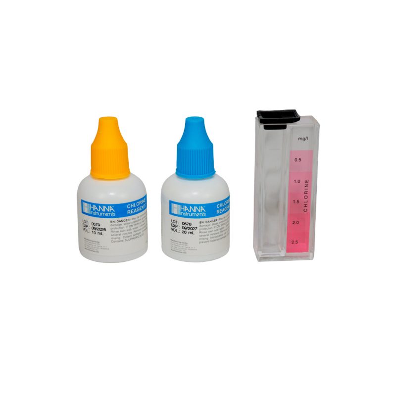 KIT PARA DETERMINACION DE CLORO LIBRE (0 A 2.5 PPM), COLORIMETRICO, INCLUYE REACTIVOS PARA 50 PRUEBAS APROX