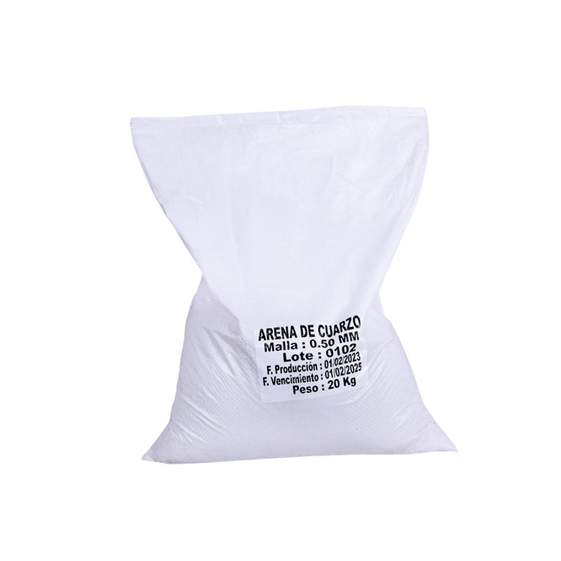 MEDIO FILTRANTE ARENA DE CUARZO, 0.5 MM, TAMAÑO 1/64", BOLSA DE 20 KG