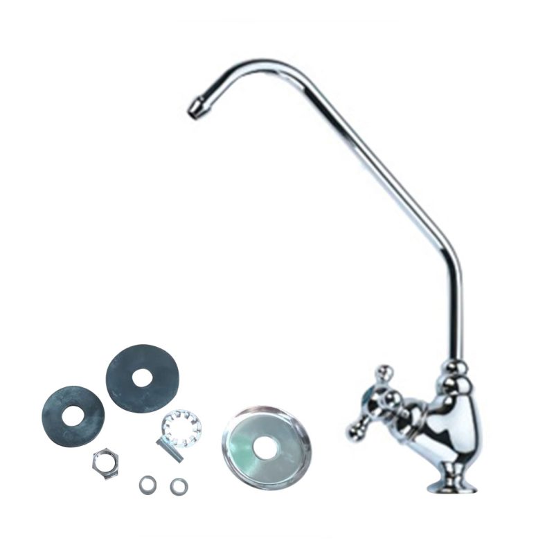 CAÑO, TIPO GANZO, CONEXION 1/4", METAL CROMADO, MANIJA TIMON
