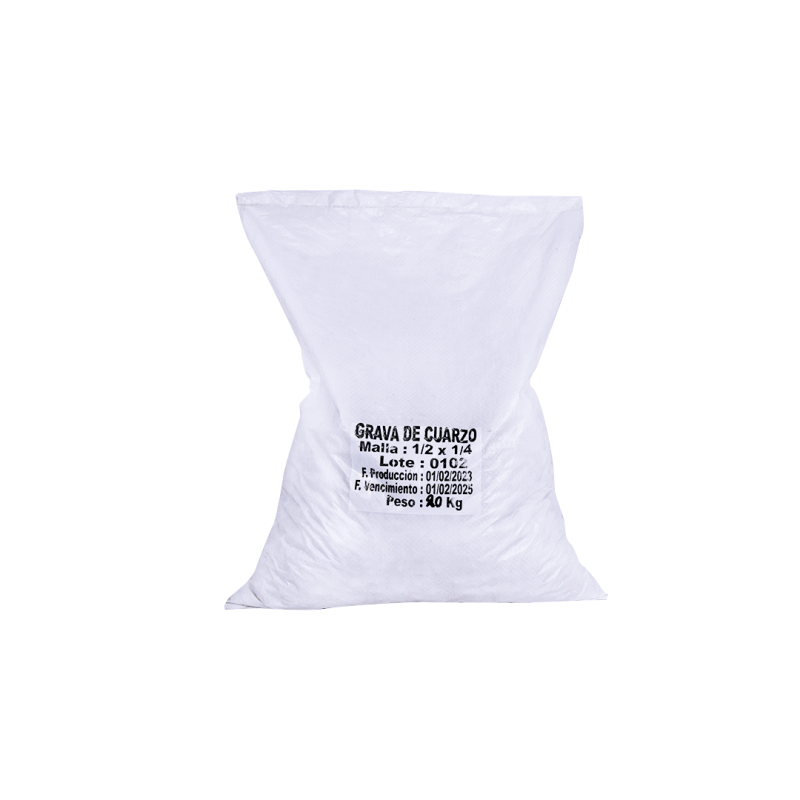 MEDIO FILTRANTE DE SOPORTE, GRAVA DE CUARZO, 6.4 - 12.7 MM, TAMAÑO 1/4" - 1/2", BOLSA DE 20 KG