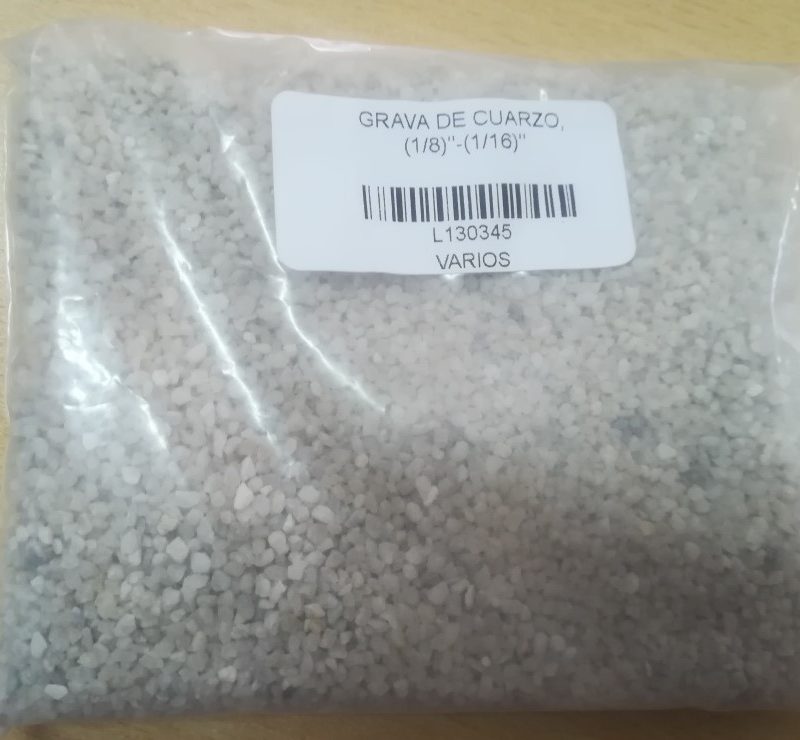MEDIO FILTRANTE DE SOPORTE, GRAVA DE CUARZO, 1.6 - 3.2 MM, TAMAÑO 1/16" - 1/8", BOLSA DE 20 KG