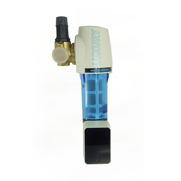 FILTRO MALLA, 35 GPM, 40 MIC, 1.25" MNPT/FNPT INGRESO/SALIDA, ADAPTADOR 1" NPT, CABEZAL RECUBIERTO EN PLASTICO, LIMPIADOR POR BARRIDO INTERNO, MANOMETRO DE SALIDA Y CONTOMETRO INTEGRADOS, CONEXIONES GIRATORIAS. INCLUYE CONTROLADOR DE FLUSH AUTOMATICO TOUCH SCREEN